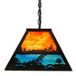 Meyda Lighting Moose at Lake 48" 6-Light Textured Black Island Pendant Light With Orange & Blue Green Art Shade Glass