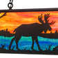Meyda Lighting Moose at Lake 48" 6-Light Textured Black Island Pendant Light With Orange & Blue Green Art Shade Glass