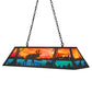 Meyda Lighting Moose at Lake 48" 6-Light Textured Black Island Pendant Light With Orange & Blue Green Art Shade Glass