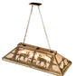 Meyda Lighting Moose at Lake 48" 7-Light Antique Copper Island Pendant Light With Silver Mica Shade Glass