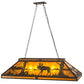 Meyda Lighting Moose at Lake 48" 7-Light Wrought Iron Island Pendant Light With Amber Mica Shade Glass