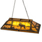 Meyda Lighting Moose at Lake 48" 7-Light Wrought Iron Island Pendant Light With Amber Mica Shade Glass