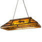 Meyda Lighting Moose at Lake 48" 7-Light Wrought Iron Island Pendant Light With Amber Mica Shade Glass