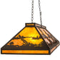Meyda Lighting Moose at Lake 48" 7-Light Wrought Iron Island Pendant Light With Amber Mica Shade Glass
