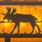 Meyda Lighting Moose at Lake 48" 7-Light Wrought Iron Island Pendant Light With Amber Mica Shade Glass