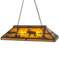 Meyda Lighting Moose at Lake 48" 7-Light Wrought Iron Island Pendant Light With Amber Mica Shade Glass