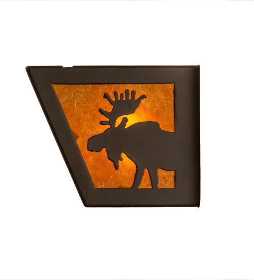 Meyda Lighting Moose at Lake 48" 8-Light Oil Rubbed Bronze Vanity Light With Amber Mica Shade Glass