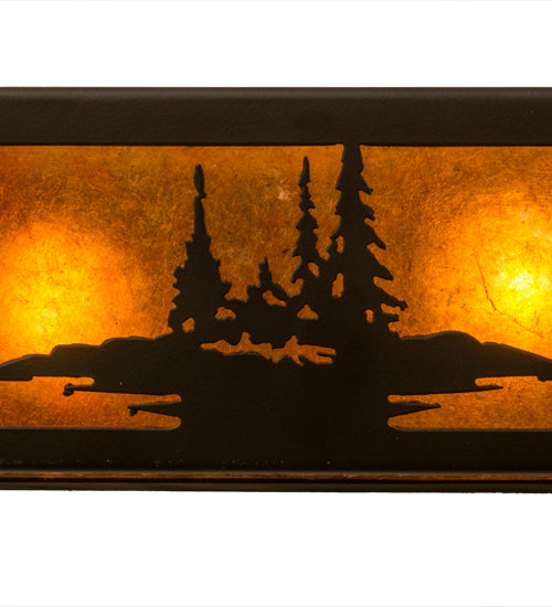 Meyda Lighting Moose at Lake 48" 8-Light Oil Rubbed Bronze Vanity Light With Amber Mica Shade Glass