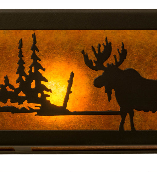 Meyda Lighting Moose at Lake 48" 8-Light Oil Rubbed Bronze Vanity Light With Amber Mica Shade Glass