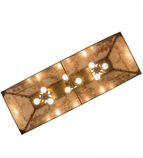 Meyda Lighting Moose at Lake 48" 9-Light Antique Copper Island Pendant Light With Silver Mica Shade Glass