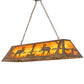 Meyda Lighting Moose at Lake 60" 9-Light Antique Copper Island Pendant Light With Amber Mica Shade Glass