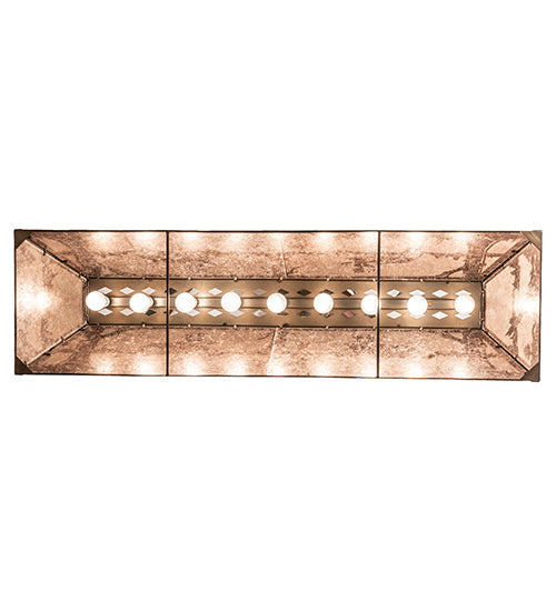 Meyda Lighting Moose at Lake 60" 9-Light Antique Copper Pendant Light With Silver Mica Shade Glass