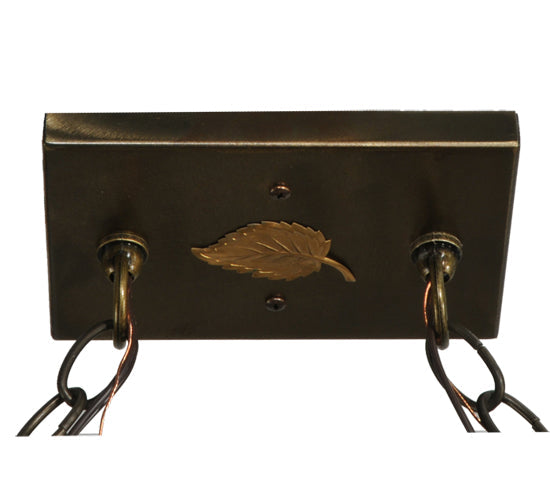 Meyda Lighting Moose at Lake 61" 9-Light Antique Copper Island Pendant Light With Amber Mica Shade Glass