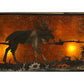 Meyda Lighting Moose at Lake 61" 9-Light Antique Copper Island Pendant Light With Amber Mica Shade Glass