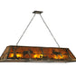 Meyda Lighting Moose at Lake 61" 9-Light Antique Copper Island Pendant Light With Amber Mica Shade Glass
