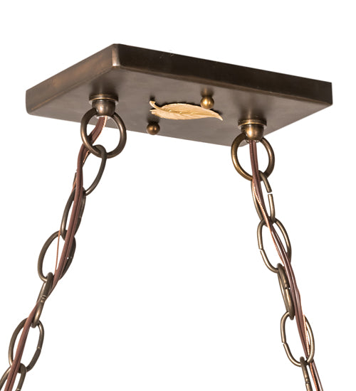 Meyda Lighting Moose at Lake 61" 9-Light Antique Copper Island Pendant Light With Silver Mica Shade Glass