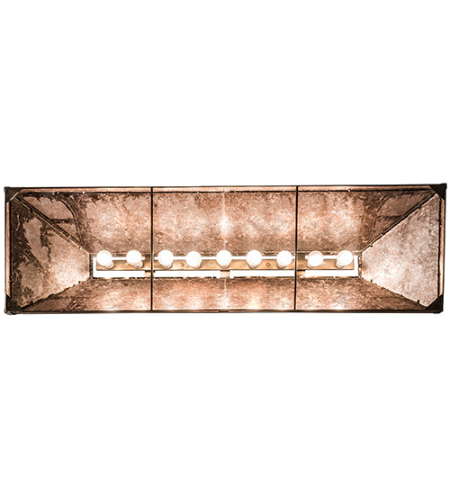 Meyda Lighting Moose at Lake 61" 9-Light Antique Copper Island Pendant Light With Silver Mica Shade Glass