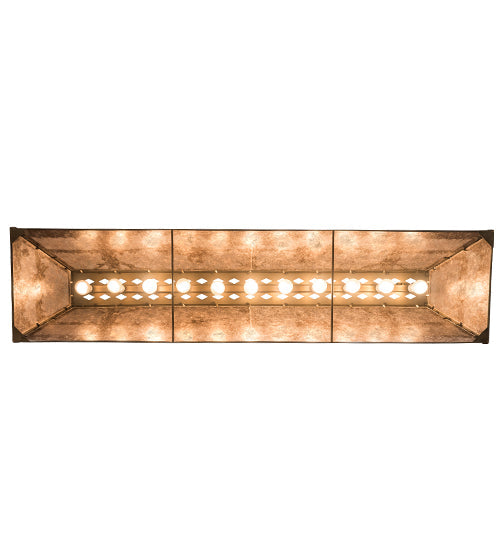 Meyda Lighting Moose at Lake 72" 11-Light Antique Copper Island Pendant Light With Silver Shade Glass