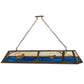 Meyda Lighting Moose at Lake 72" 8-Light Antique Copper Island Pendant Light With Blue & Beige Shade Glass