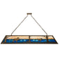 Meyda Lighting Moose at Lake 72" 8-Light Antique Copper Island Pendant Light With Blue & Beige Shade Glass