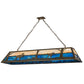 Meyda Lighting Moose at Lake 72" 8-Light Antique Copper Island Pendant Light With Blue & Beige Shade Glass