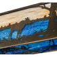 Meyda Lighting Moose at Lake 72" 8-Light Antique Copper Island Pendant Light With Blue & Beige Shade Glass
