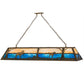 Meyda Lighting Moose at Lake 72" 8-Light Antique Copper Island Pendant Light With Blue & Beige Shade Glass