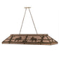 Meyda Lighting Moose at Lake 72" 9-Light Antique Copper Island Pendant Light With Silver Mica Shade Glass