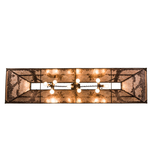 Meyda Lighting Moose at Lake 72" 9-Light Antique Copper Island Pendant Light With Silver Mica Shade Glass