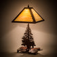 Meyda Lighting Moose on the Loose 21" 2-Light Rust Table Lamp With Beige Iridescent Shade Glass