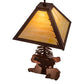 Meyda Lighting Moose on the Loose 21" 2-Light Rust Table Lamp With Beige Iridescent Shade Glass