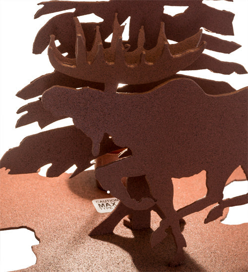 Meyda Lighting Moose on the Loose 21" 2-Light Rust Table Lamp With Beige Iridescent Shade Glass