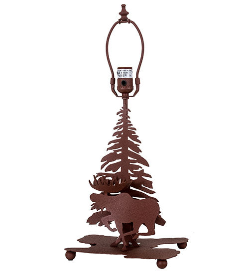 Meyda Lighting Moose on the Loose 21" 2-Light Rust Table Lamp With Beige Iridescent Shade Glass