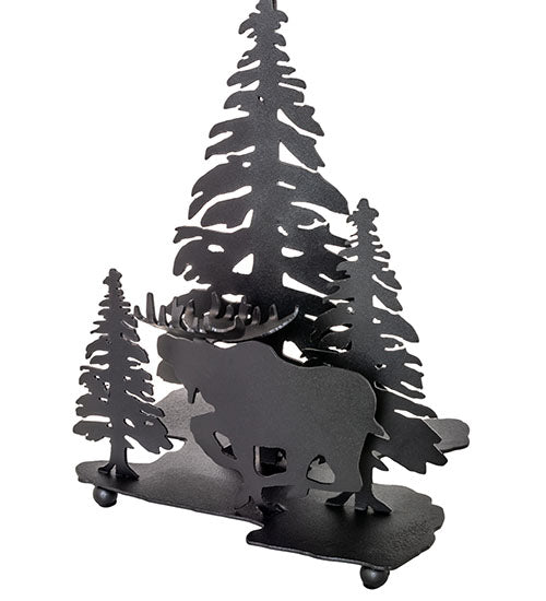 Meyda Lighting Moose on the Loose 21" 2-Light Textured Black Table Lamp Base With Lighted Base