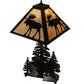 Meyda Lighting Moose on the Loose 21" 2-Light Textured Black Table Lamp With Beige Iridescent Shade Glass