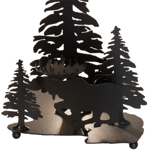 Meyda Lighting Moose on the Loose 21" 2-Light Textured Black Table Lamp With Beige Iridescent Shade Glass