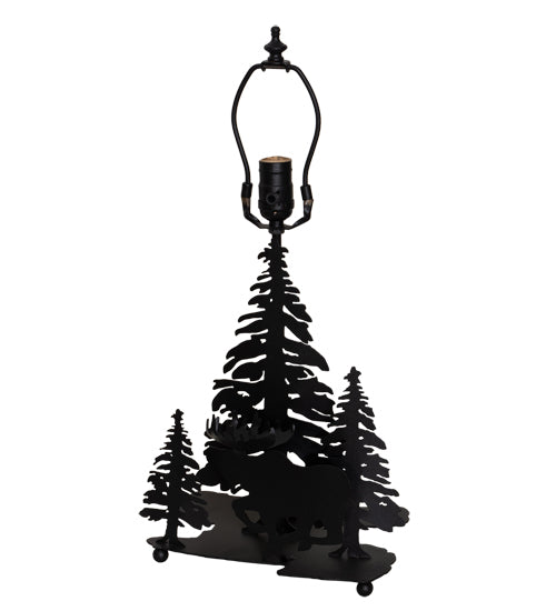 Meyda Lighting Moose on the Loose 21" 2-Light Textured Black Table Lamp With Beige Iridescent Shade Glass