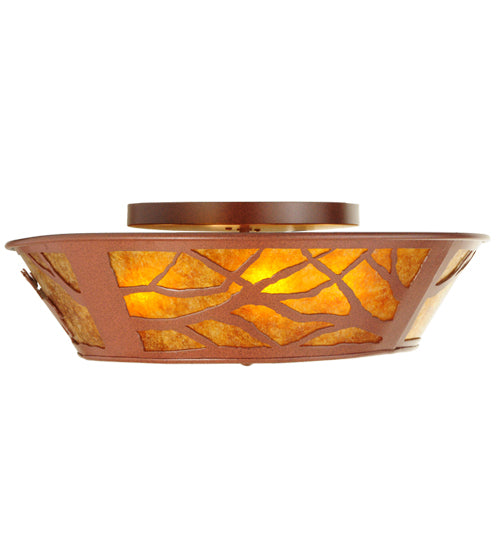 Meyda Lighting Moose on the Loose 22" 4-Light Rust Flush Mount Light With Amber Mica Shade Glass