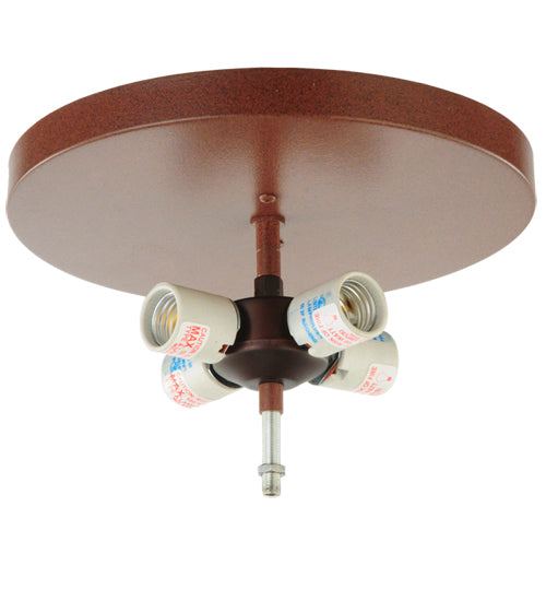 Meyda Lighting Moose on the Loose 22" 4-Light Rust Flush Mount Light With Amber Mica Shade Glass