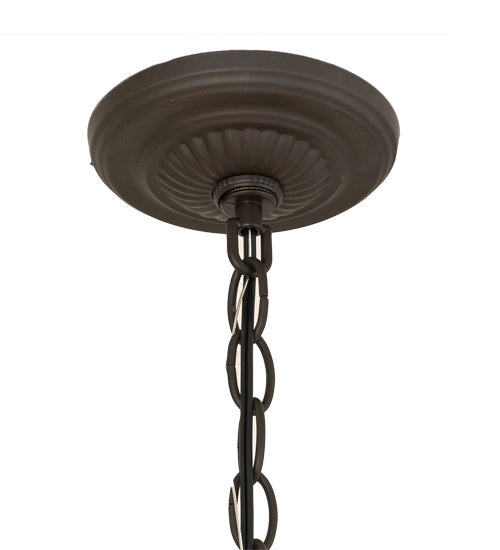 Meyda Lighting Moose on the Loose 23" 3-Light Craftsman Brown Pendant Light With Beige Iridescent Shade Glass