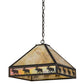 Meyda Lighting Moose on the Loose 23" 3-Light Craftsman Brown Pendant Light With Beige Iridescent Shade Glass