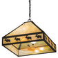 Meyda Lighting Moose on the Loose 23" 3-Light Craftsman Brown Pendant Light With Beige Iridescent Shade Glass