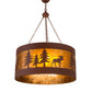 Meyda Lighting Moose on the Loose 32" 4-Light Rust Pendant Light With Amber Mica Shade Glass