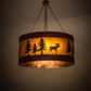 Meyda Lighting Moose on the Loose 32" 4-Light Rust Pendant Light With Amber Mica Shade Glass