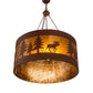 Meyda Lighting Moose on the Loose 32" 4-Light Rust Pendant Light With Amber Mica Shade Glass