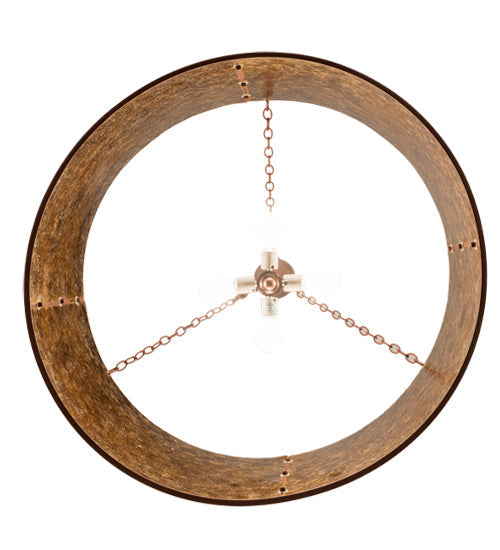 Meyda Lighting Moose on the Loose 32" 4-Light Rust Pendant Light With Amber Mica Shade Glass