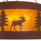 Meyda Lighting Moose on the Loose 32" 4-Light Rust Pendant Light With Amber Mica Shade Glass