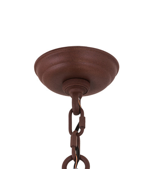 Meyda Lighting Moose on the Loose 32" 4-Light Rust Pendant Light With Amber Mica Shade Glass