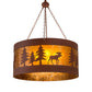 Meyda Lighting Moose on the Loose 32" 4-Light Rust Pendant Light With Amber Mica Shade Glass