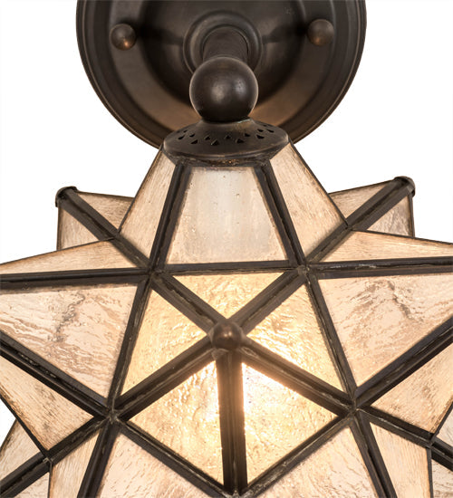 Meyda Lighting Moravian Star 10" Craftsman Brown Wall Sconce With Clear Ripple Shade Glass